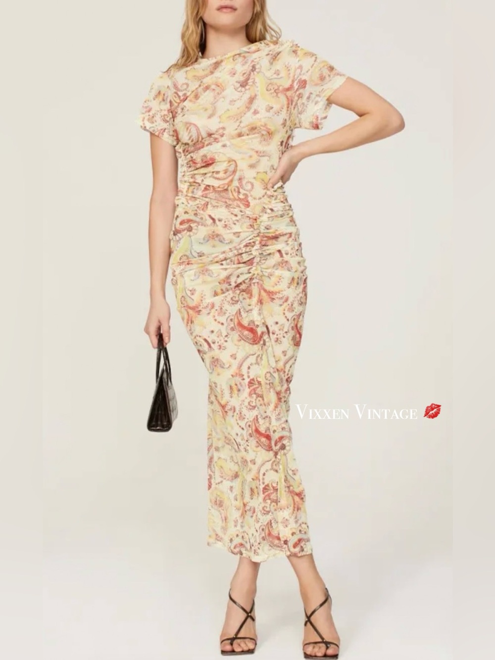ATLEIN ‘PAISLEY MIDI DRESS’ IN YELLOW
